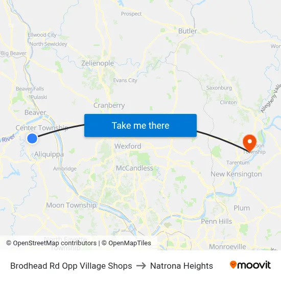 Brodhead Rd Opp Village Shops to Natrona Heights map