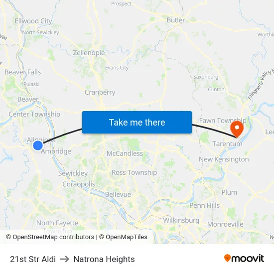 21st Str Aldi to Natrona Heights map
