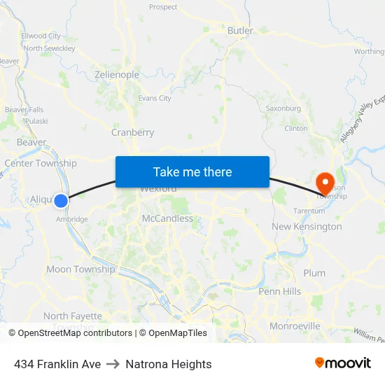 434 Franklin Ave to Natrona Heights map
