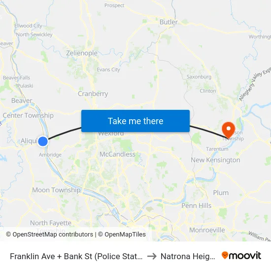 Franklin Ave to Natrona Heights map