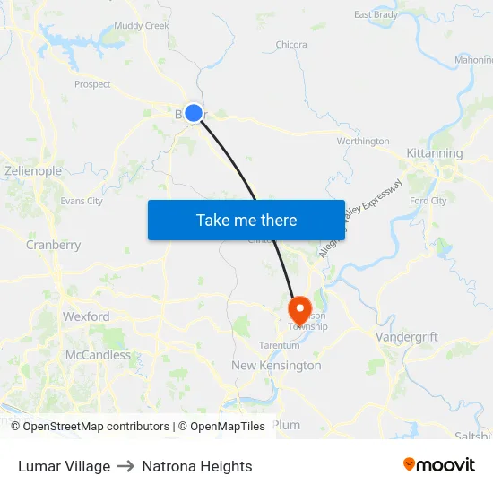 Lumar Village to Natrona Heights map