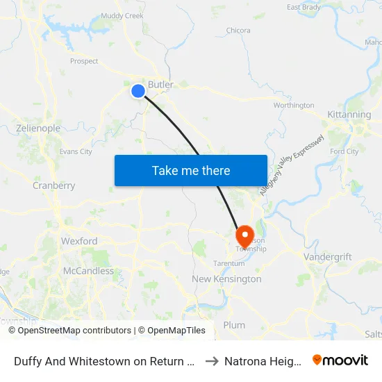 Duffy And Whitestown on Return Trip to Natrona Heights map