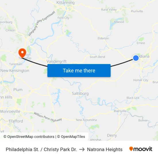 Philadelphia St. / Christy Park Dr. to Natrona Heights map