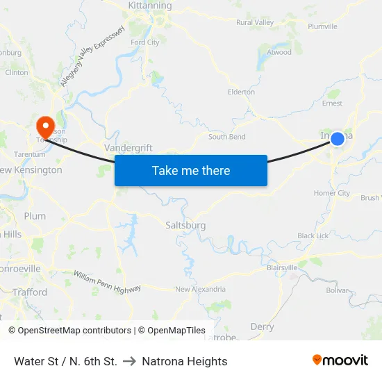 Water St / N. 6th St. to Natrona Heights map