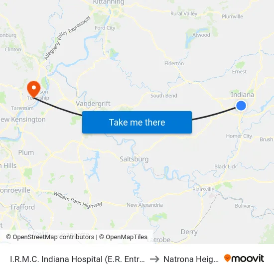 I.R.M.C. Indiana Hospital (E.R. Entrance to Natrona Heights map