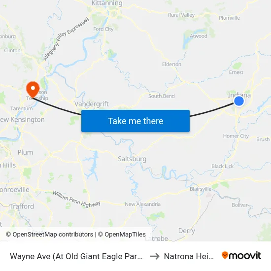 Wayne Ave (At Old Giant Eagle Parking Lo to Natrona Heights map