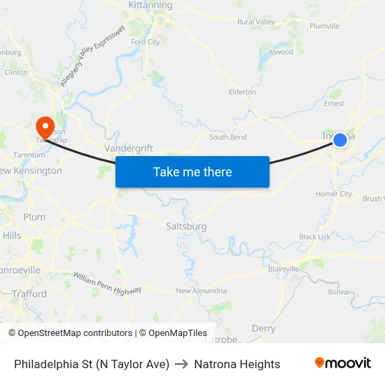 Philadelphia St (N Taylor Ave) to Natrona Heights map