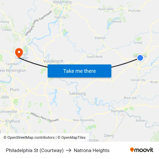 Philadelphia St (Courtway) to Natrona Heights map