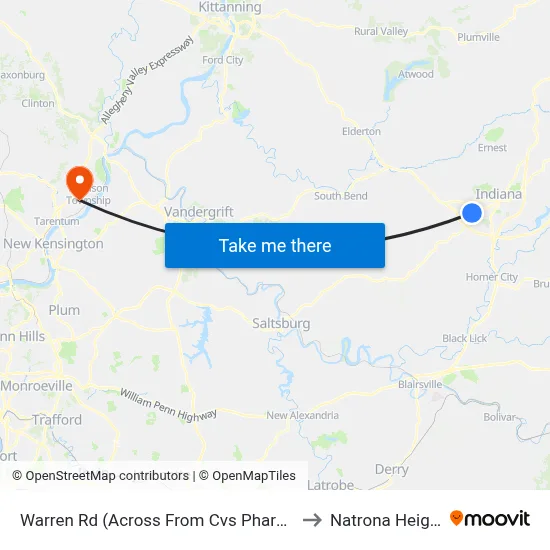 Warren Rd (Across From Cvs Pharmacy) to Natrona Heights map