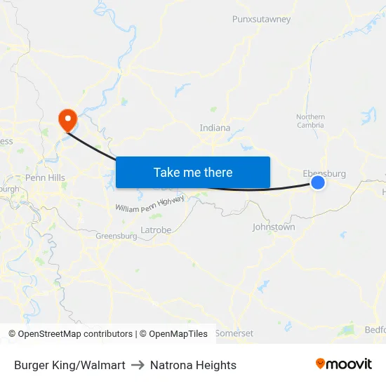 Burger King/Walmart to Natrona Heights map