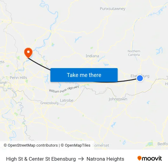 High St & Center St Ebensburg to Natrona Heights map
