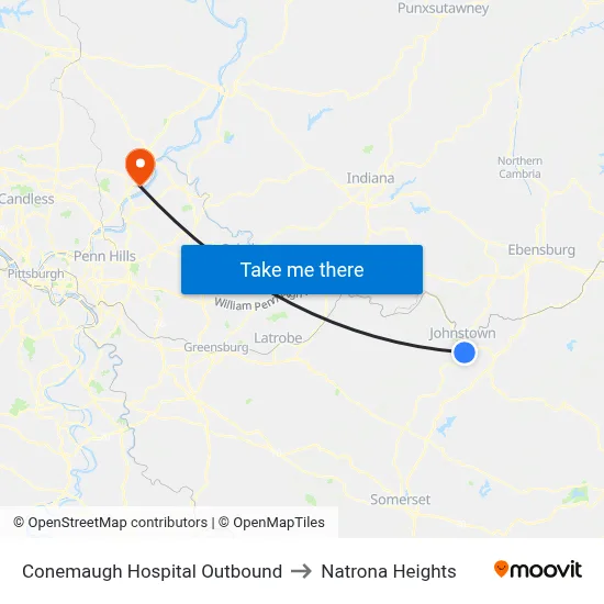 Conemaugh Hospital Outbound to Natrona Heights map