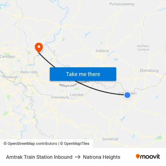 Amtrak Train Station Inbound to Natrona Heights map