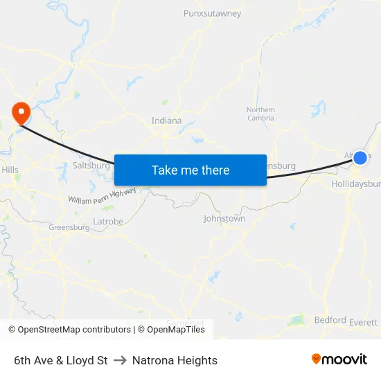 6th Ave & Lloyd St to Natrona Heights map