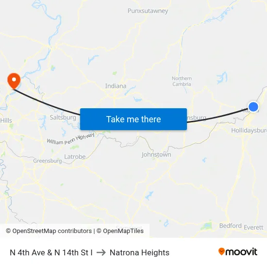 N 4th Ave & N 14th St I to Natrona Heights map