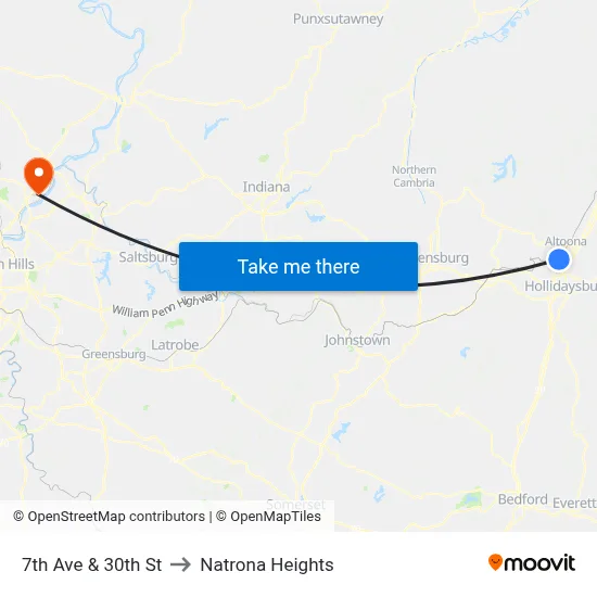 7th Ave & 30th St to Natrona Heights map