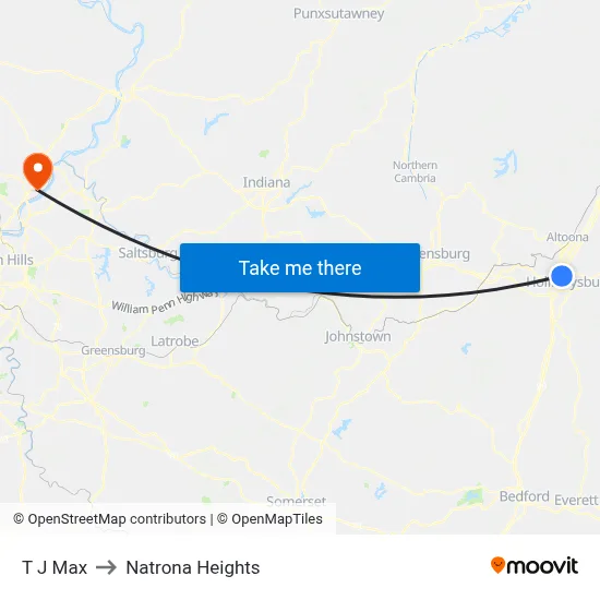 T J Max to Natrona Heights map