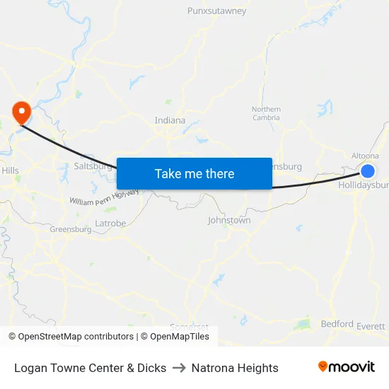 Logan Towne Center & Dicks to Natrona Heights map
