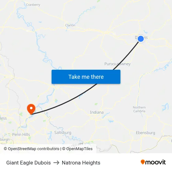 Giant Eagle Dubois to Natrona Heights map