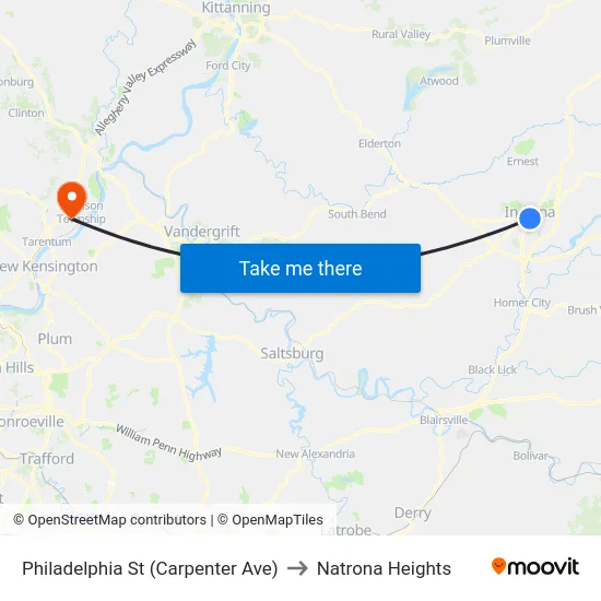 Philadelphia St (Carpenter Ave) to Natrona Heights map