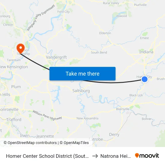 Homer Center School District (Southbound to Natrona Heights map