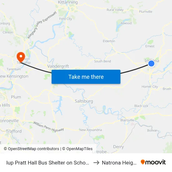 Iup Pratt Hall Bus Shelter on School St to Natrona Heights map