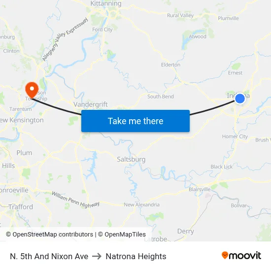 N. 5th And Nixon Ave to Natrona Heights map