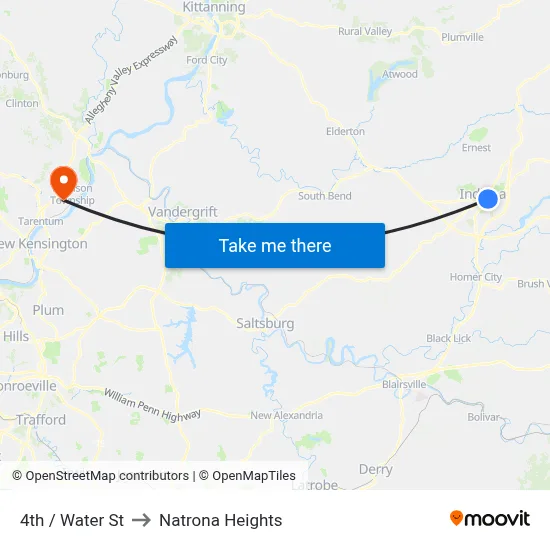 4th / Water St to Natrona Heights map