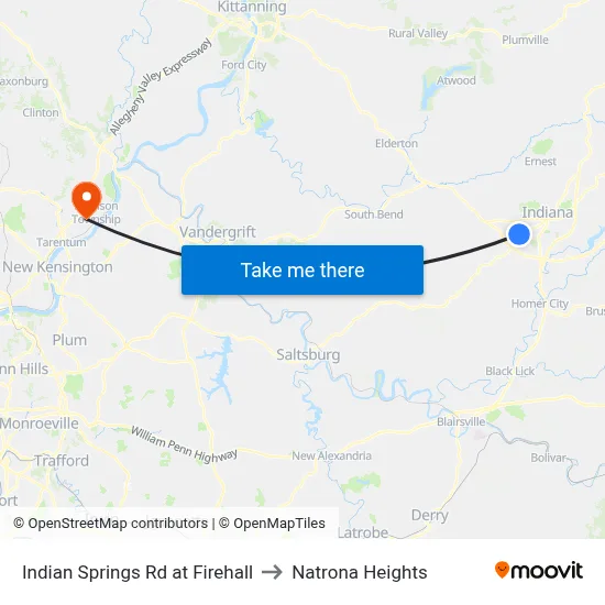 Indian Springs Rd at Firehall to Natrona Heights map