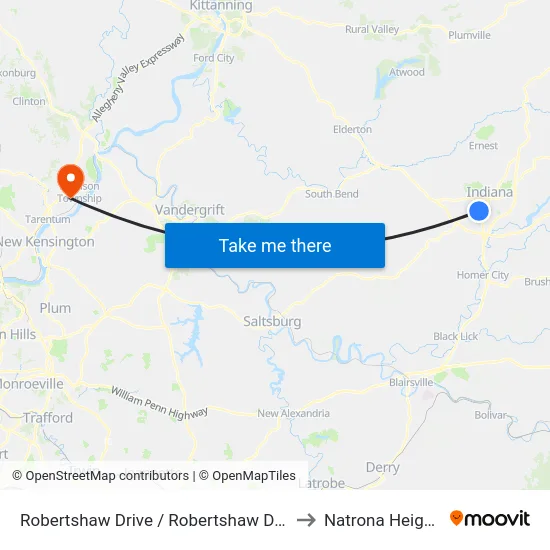 Robertshaw Drive / Robertshaw Drive to Natrona Heights map