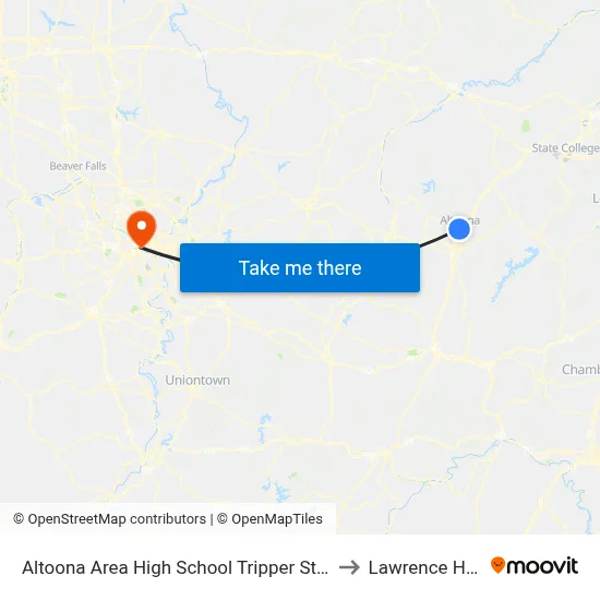 Altoona Area High School Tripper Stop to Lawrence Hall map