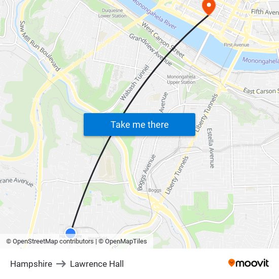 Hampshire to Lawrence Hall map