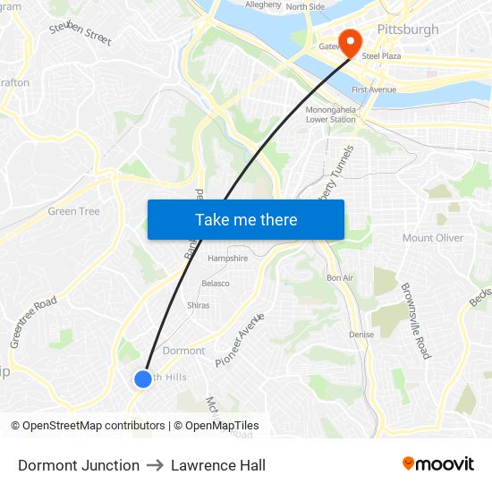 Dormont Junction to Lawrence Hall map