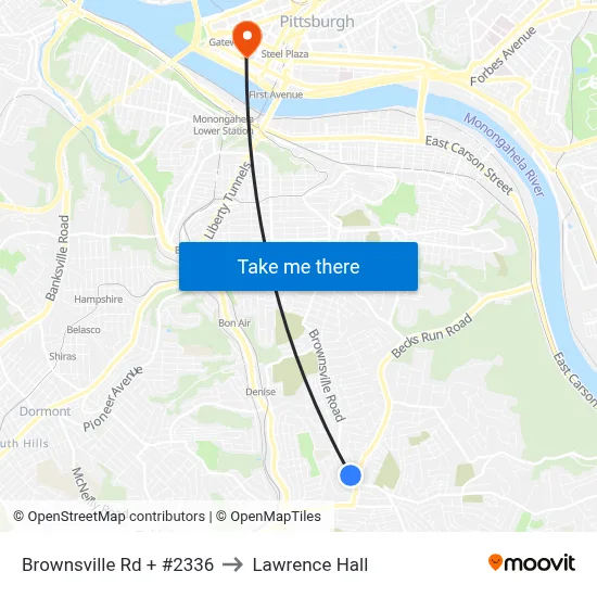 Brownsville Rd + #2336 to Lawrence Hall map