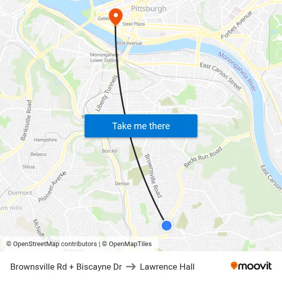 Brownsville Rd + Biscayne Dr to Lawrence Hall map