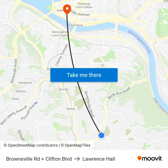 Brownsville Rd + Clifton Blvd to Lawrence Hall map