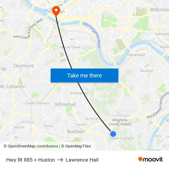 Hwy Rt 885 + Huston to Lawrence Hall map