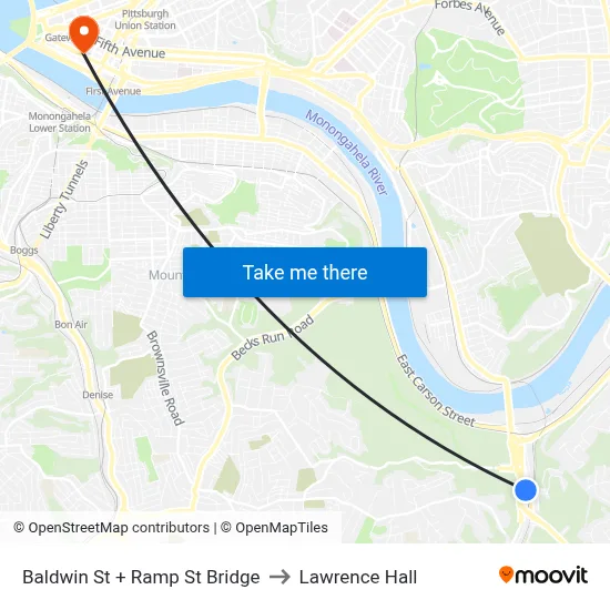 Baldwin St + Ramp St Bridge to Lawrence Hall map