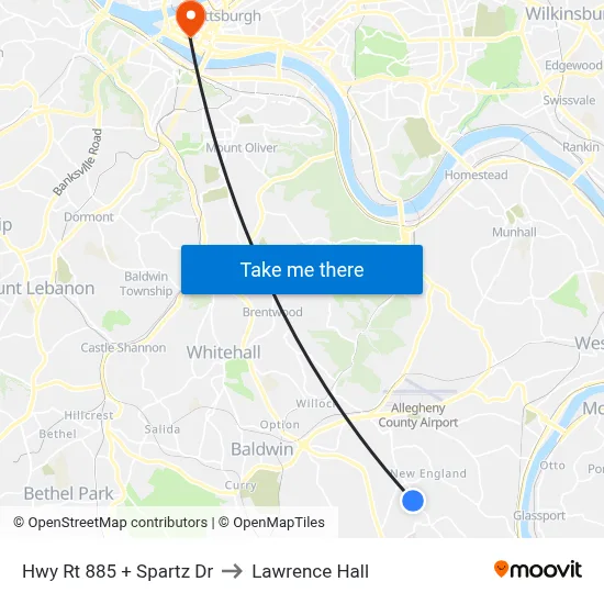 Hwy Rt 885 + Spartz Dr to Lawrence Hall map