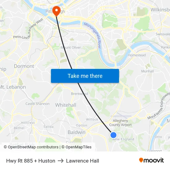 Hwy Rt 885 + Huston to Lawrence Hall map