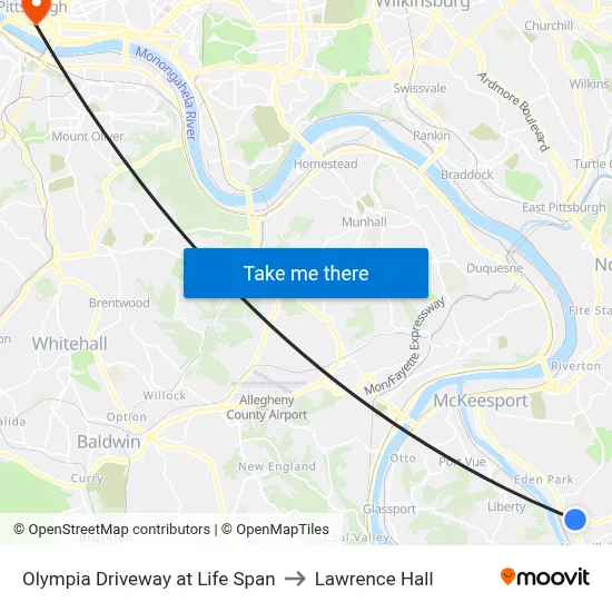 Olympia Driveway at Life Span to Lawrence Hall map