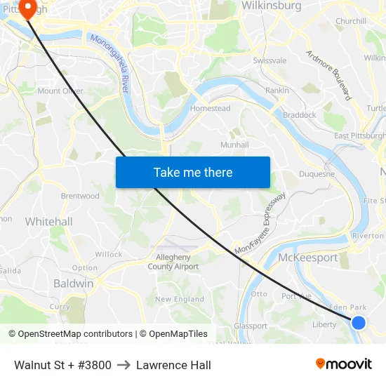 Walnut St + #3800 to Lawrence Hall map