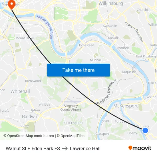 Walnut St + Eden Park FS to Lawrence Hall map