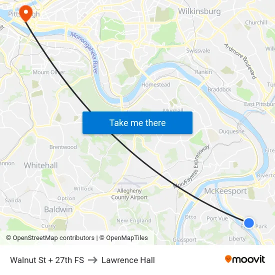 Walnut St + 27th FS to Lawrence Hall map
