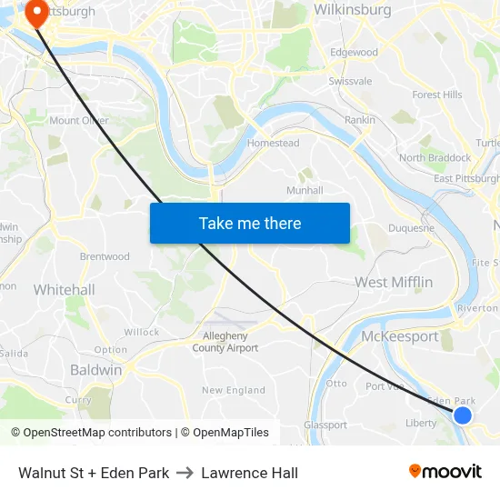 Walnut St + Eden Park to Lawrence Hall map