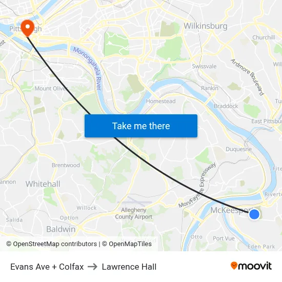 Evans Ave + Colfax to Lawrence Hall map