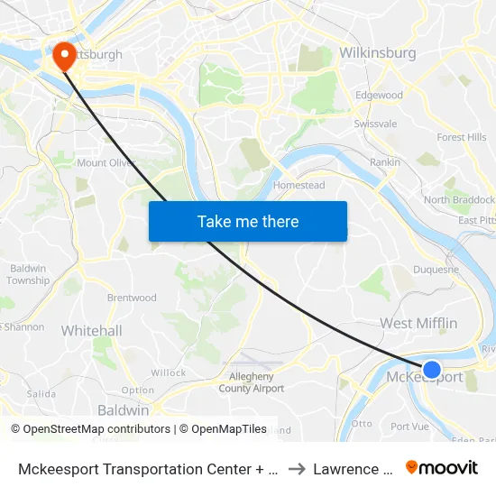 Mckeesport Transportation Center + Bay #4 to Lawrence Hall map