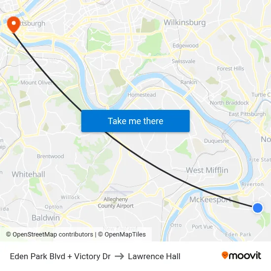 Eden Park Blvd + Victory Dr to Lawrence Hall map