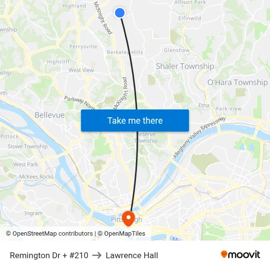 Remington Dr + #210 to Lawrence Hall map