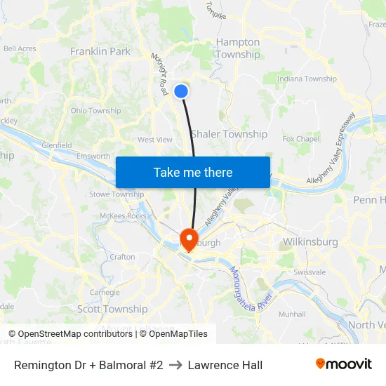 Remington Dr + Balmoral #2 to Lawrence Hall map